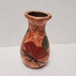 Vintage Chorotega Pottery Vase Butterflies Miniature Sgraffito Folk Art Vase